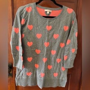 Banana Republic Gray and Pink Heart Sweater